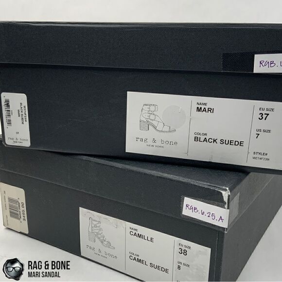 RAG & BONE MARI SUEDE STRAPPY SANDAL IN BLACK BLOCK HEEL LEATHER WOMEN’S SIZE 7 - Picture 10 of 12